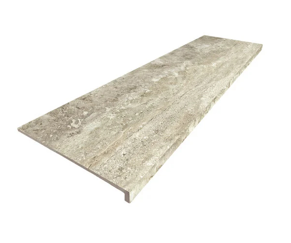Schodovka jako mramor APE Wabi Sabi Peldano Recto Ant. C3 Travertino Brescia 33x120 Rett. - béžová
