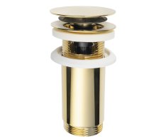 Omp Tea Umyvadlová Výpust 5/4“, Click-clack, Velká Zátka, Max 80mm, Zlato
