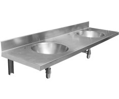 Nofer Závěsný Pult Se Dvěma Umyvadly 1200x254x550 Mm, Nerez Mat