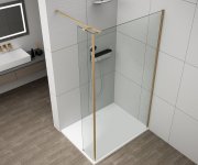 Polysan Esca Gold Matt Sprchová Zástěna S Instalací Ke Stěně 1400mm A Přídavným Panelem 285mm, čiré Sklo