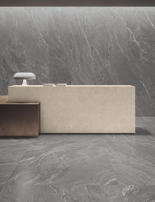 Realizace Gardenia La Geoteca Limestone šedá kamenný dekor