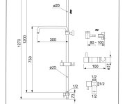 Tevere, Pevné Teleskopické Rameno Sprchy, Délka 745-1195 Mm, Držák Ruční Sprchy, Přepínač 1/2" AQS02097