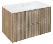 Sapho Set Koupelnová Skříňka Cirasa Strip 80cm S Umyvadlem A Led Zrcadlem, 2x Zásuvka, Dub Alabama