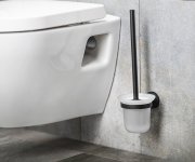 Aqualine Samba Wc štětka Závěsná, Mléčné Sklo, černá Mat