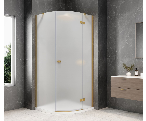 Polysan Globe Gold Matt čtvrtkruhový Sprchový Kout 800x800mm, Matné Sklo, Pravé