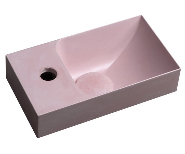 Sapho Piccolino Betonové Umývátko 30,8x17cm, Baterie Vlevo, Růžová Mat