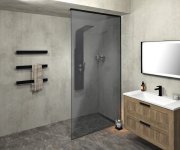 Polysan Architex Sada Pro Neviditelné Uchycení Skla, Podlaha-stěna-strop, 1615x2600mm, černá Mat