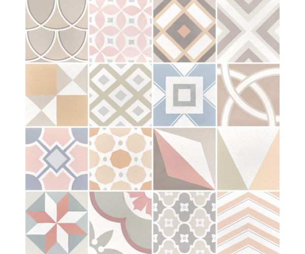Retro dlažba Equipe Caprice Deco Patchwork Pastel 20x20 MIX