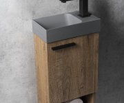 Sapho Piccolino Betonové Umývátko 30,8x17cm, Baterie Vpravo, šedá Mat