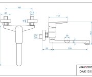 Dakota, Dřezová Stěnová Baterie, Lité Rovné Ramínko, Rozteč 150mm DAK15151