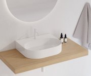 Umyvadlo Ceramic Slim Wall O, nástěnné - Umyvadlo Ceramic Slim Wall O 55 N, s otvorem pro baterii, s přepadem, bílá XJX01155008