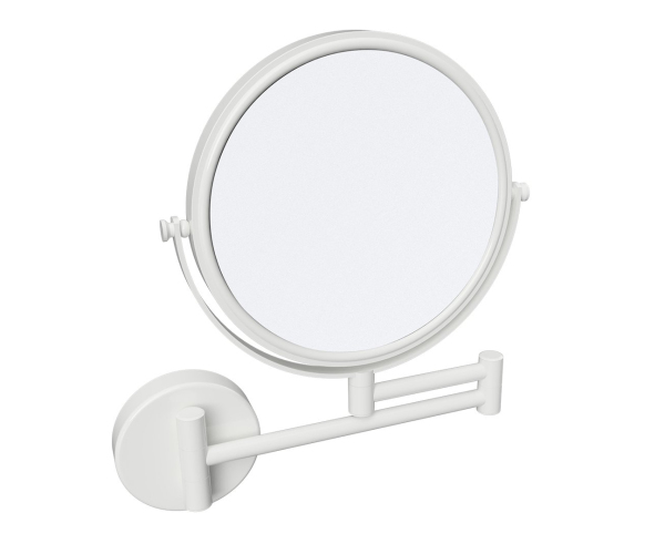 Sapho X-round White Kosmetické Zrcátko Závěsné, ø 200mm, Oboustranné, Bílá Mat