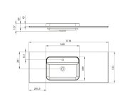 Sapho Brahea Umyvadlo 131,6x51,5cm (110+20), Rockstone, Levé, Bílá Mat
