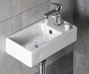 Sapho Minos Keramické Umývátko 40x22cm, Baterie Vpravo, Bílá