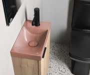 Sapho Agos Betonové Umývátko 40x22cm, Levé/pravé, Růžová Pololesk