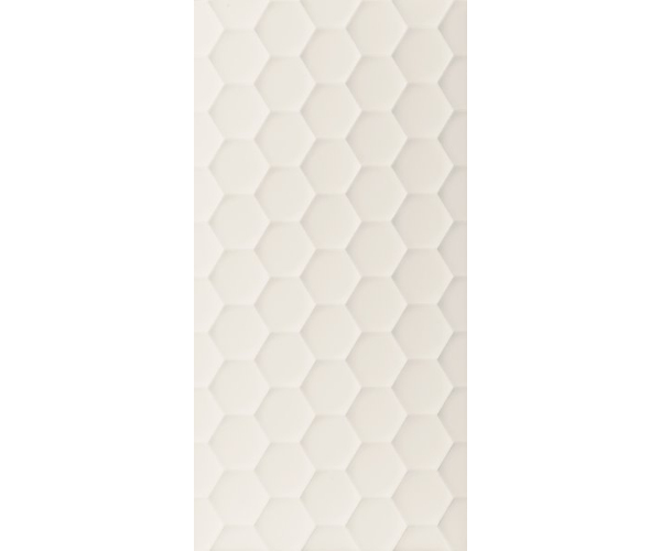 Vzorovaný dekor Marca Corona 4D Hexagon White Matt 40x80 - bílá