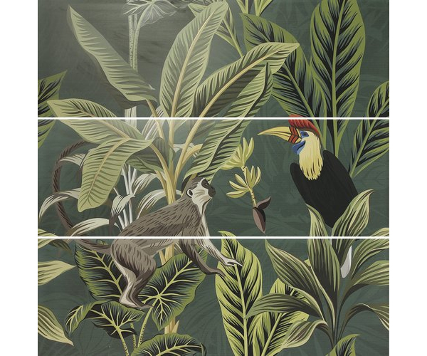 Vzorovaný dekor APE Silk Decor Set (3) ABC Toucan Green 40x120 - zelená