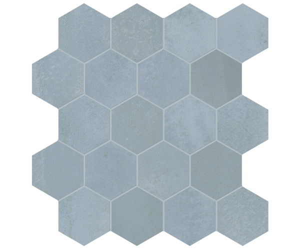 Mozaika jako beton Marca Corona Vulcanica Esagone Azul 31x30,3 (6,6x7,6) Nat. - modrá
