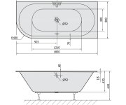 Polysan Viva R Slim Asymetrická Vana 185x80x47cm, Bílá