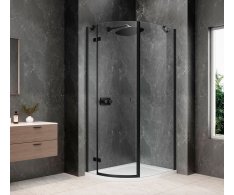 Polysan Globe Black čtvrtkruhový Sprchový Kout 800x900mm, čiré Sklo, Levé