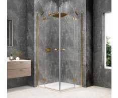 Polysan Globe Gold Matt čtvercový Sprchový Kout 900x900mm, Rohový Vstup, čiré Sklo