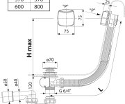 Vanové odtokové komplety s přepadem - Vanový sifon B 80 H/K, chrom X01506