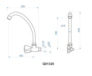 Stěnový Ventil Klasický - 1/2"- Horní Výtok - Chrom Q01320