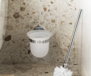 Sapho Larissa Wc štětka Závěsná, Mléčné Sklo, Chrom