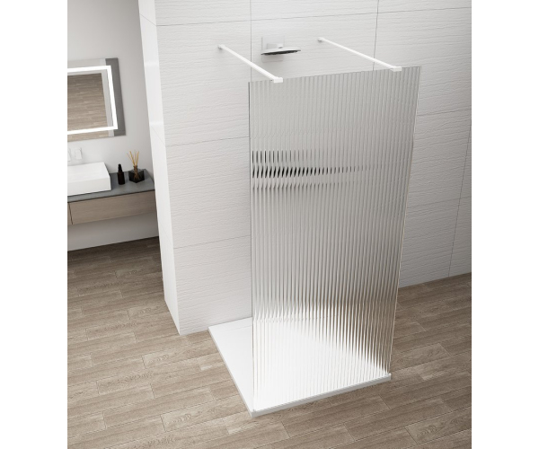 Polysan Esca White Matt Jednodílná Sprchová Zástěna Do Prostoru, Sklo Flute, 1000 Mm