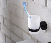 Sapho X-round Black Sklenka, Mléčné Sklo, černá Mat