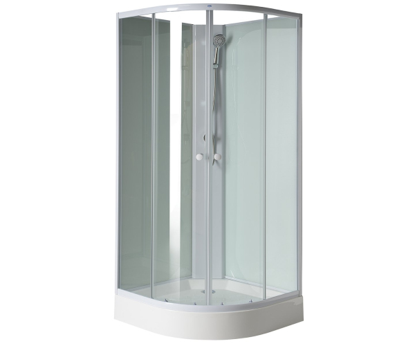 Aqualine Aigo čtvrtkruhový Sprchový Box 900x900x2040 Mm, Bílý Profil, čiré Sklo