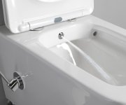 Sapho Porto Cleanwash Závěsná Wc Mísa Rimless, Integrovaná Baterie A Bidet. Sprška, 36x52cm, Bílá