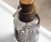 Sapho Figo Dávkovač Mýdla Na Postavení 300ml, Kouřové Sklo/dřevo