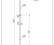 Tevere, Pevné Teleskopické Rameno Sprchy, Délka 700-1200 Mm, Držák Ruční Sprchy, Převlečná Matka 1/2", Kov, černá Mat AQS02090