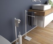 Gedy Trilly Stojan S Držákem Na Toaletní Papír A Wc štětkou, Hranatý, Bílá Mat