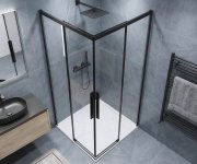 Gelco Luxor Black čtvercový Sprchový Kout 800x800mm, Rohový Vstup