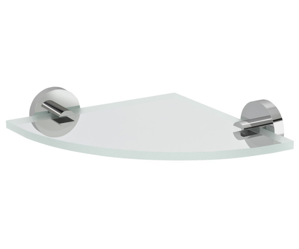 Sapho X-round Skleněná Polička Rohová, čtvrtkruhová 200x200mm, Chrom/čiré Sklo