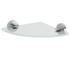 Sapho X-round Skleněná Polička Rohová, čtvrtkruhová 200x200mm, Chrom/čiré Sklo