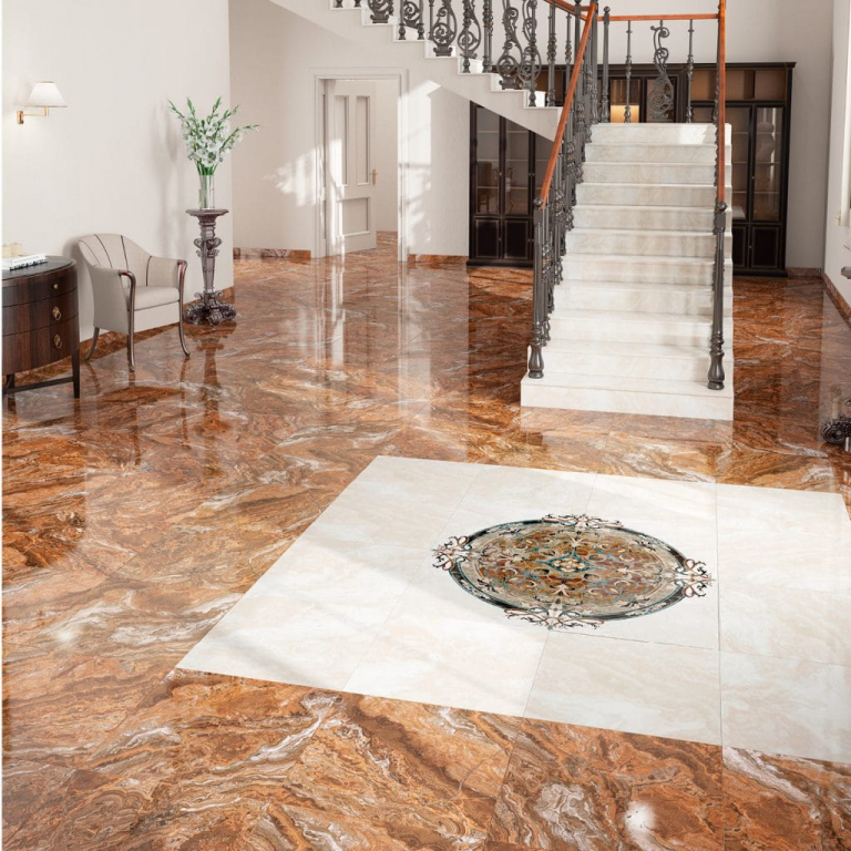 Realizace Luxusní dlažba Aparici Agate - dekor Aparici Agate Centro Pulido-4 Rosso 44,63x44,63 Rett.