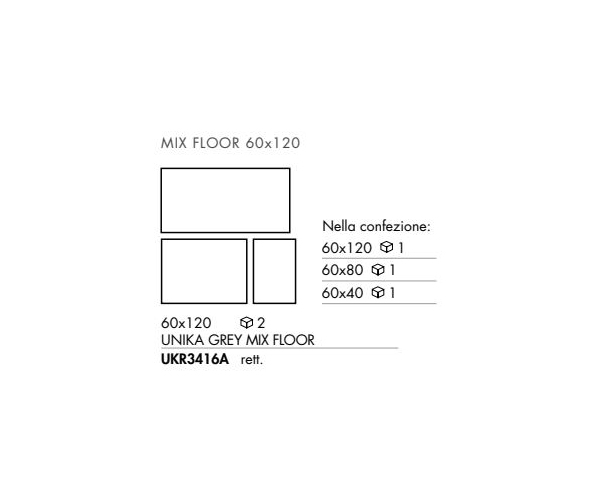 Dlažba jako kámen ABK Unika Grey Mix Floor 60x120 Rett.  - šedá