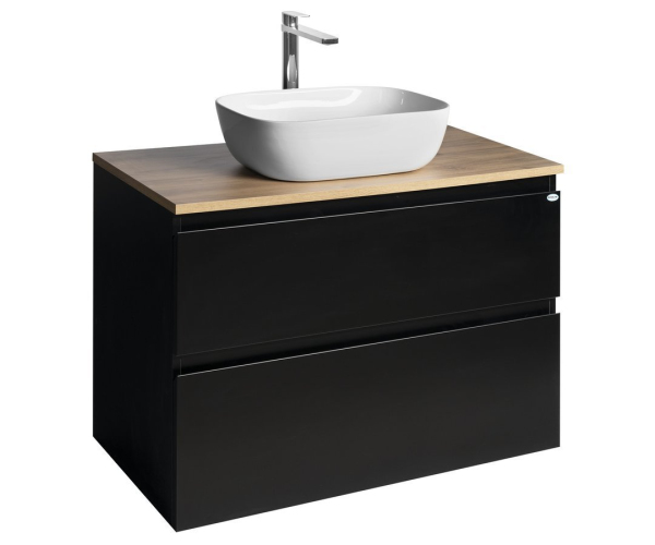 Aqualine Altair Skříňka S Deskou 87,5 Cm, černá Mat/dub Emporio