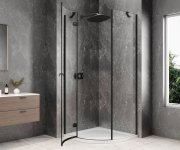 Polysan Globe Black čtvrtkruhový Sprchový Kout 1000x1000mm, čiré Sklo, Levé