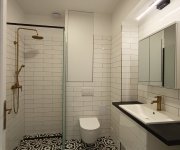 Realizace Del Conca Cementina Black and White v koupelně naší zákaznice
