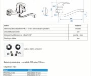 Dřezová Stěnová Baterie S Tvarovaným Plochým Ramínkem, Rozteč 100 Mm, Klik-klak - Chrom - Perla PR3115-Z100