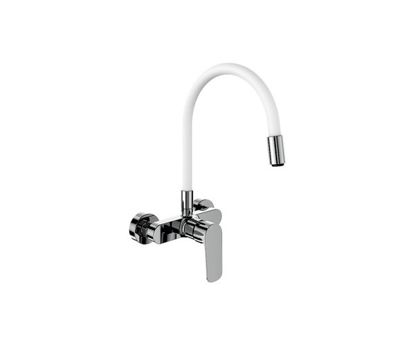 Dakota, Dřezová Stěnová Baterie S Flexi Bílým Ramínkem, Rozteč 150mm