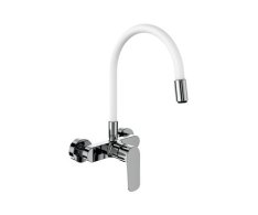 Dakota, Dřezová Stěnová Baterie S Flexi Bílým Ramínkem, Rozteč 150mm