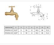 Zahradní Ventil 3/4" Pn16 S Přípojkou Na Hadici, Neleštěná Mosaz STA2016-34