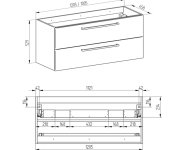 Mereo Bino, Koupelnová Skříňka S Umyvadlem Z Litého Mramoru 121 Cm, Bílá/dub