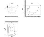 Cerastyle Walter Závěsná Wc Mísa, Rimless, 37x52,5cm, Bílá