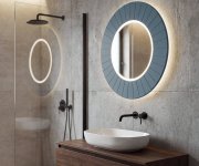 Sapho Lumiro Strip Kulaté Zrcadlo S Led Osvětlením V Rámu ø 90cm, Siena